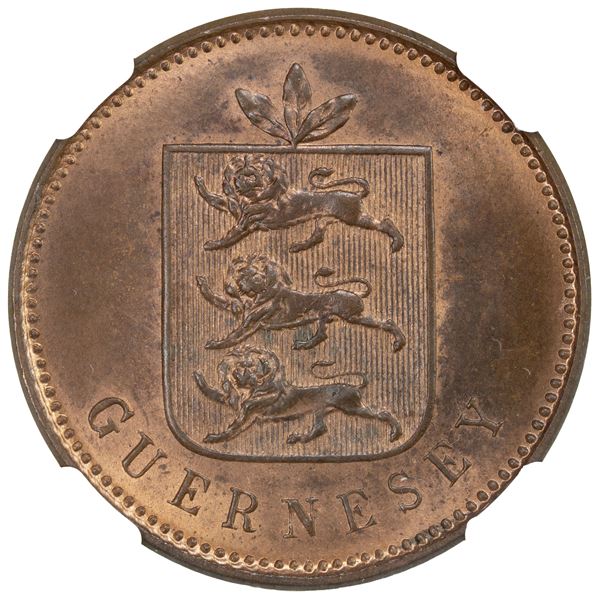 GUERNSEY: William IV, AE 4 doubles, 1830, PCGS MS65 RB