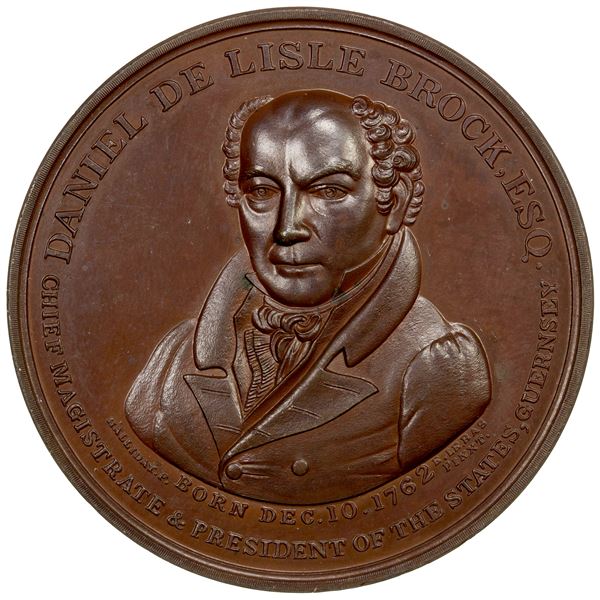 GUERNSEY: AE medal (55.40g), 1835, choice UNC