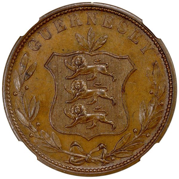 GUERNSEY: Victoria, AE 8 doubles, 1858, PCGS MS64 BN