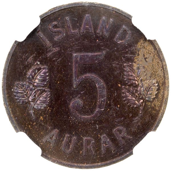 ICELAND: 5 aurar, 1963, VIP proof of record, NGC PF63 RB