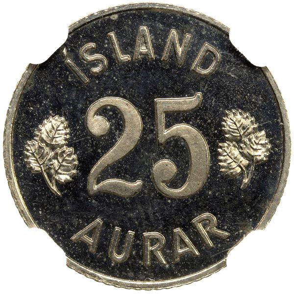 ICELAND: 25 aurar, 1946, VIP proof of record, NGC Proof 66