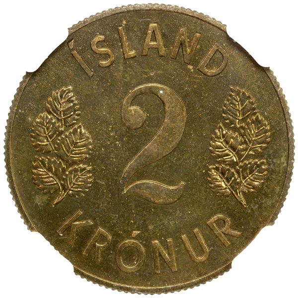 ICELAND: 2 krónur, 1962, VIP proof of record, NGC Proof 64