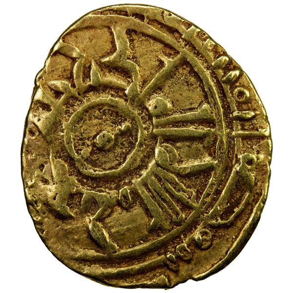SICILY: Roger II, 1105-1154, AV tari (0.76g) (Madinat Siqilliya), AH5xx, bold VF