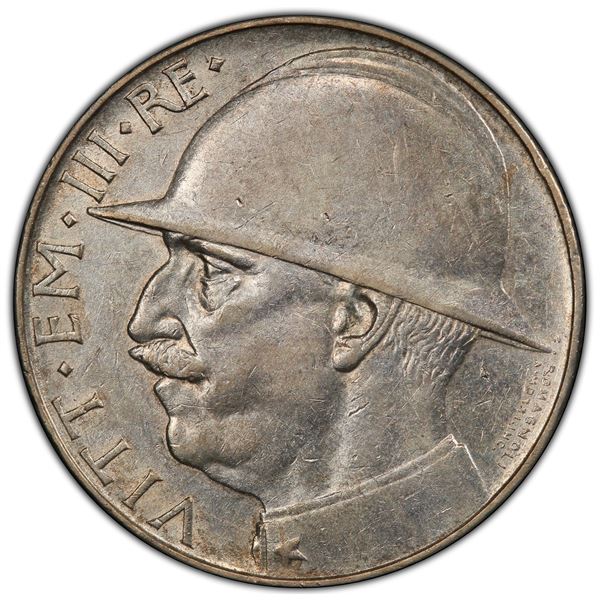 ITALY: Vittorio Emanuele III, 1900-1946, AR 20 lire, 1928 year VI, PCGS AU55