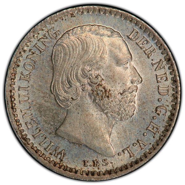 NETHERLANDS: Willem III, 1849-1890, AR 10 cents, 1890, PCGS MS65