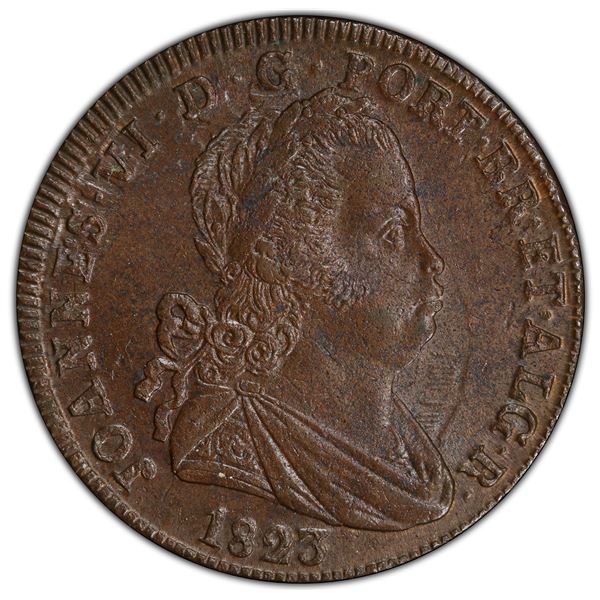 PORTUGAL: João VI, 1816-1826, AE 40 reis (pataco), 1823, PCGS MS63 BN