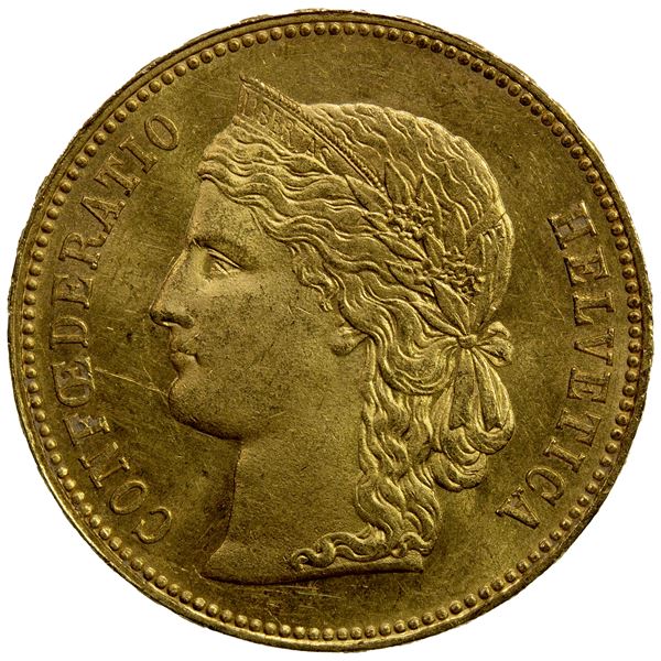 SWITZERLAND: Confederation, AV 20 francs, 1890-B, UNC