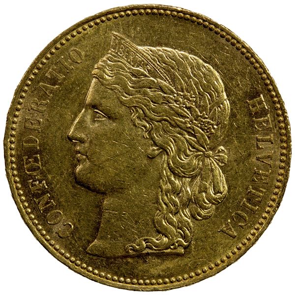 SWITZERLAND: Confederation, AV 20 francs, 1891-B, Choice EF