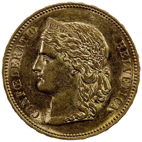 SWITZERLAND: Confederation, AV 20 francs, 1896-B, EF-AU