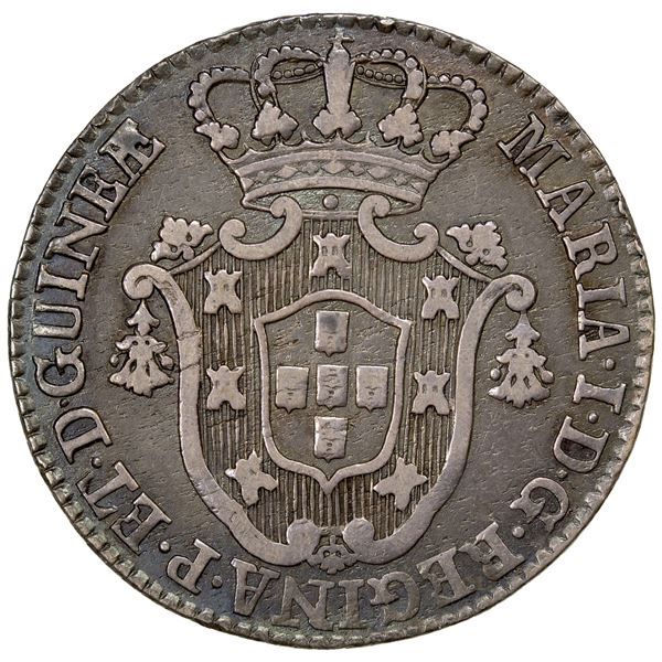 ANGOLA: Maria I, 1786-1799, AR 8 macutas, 1796, Fine