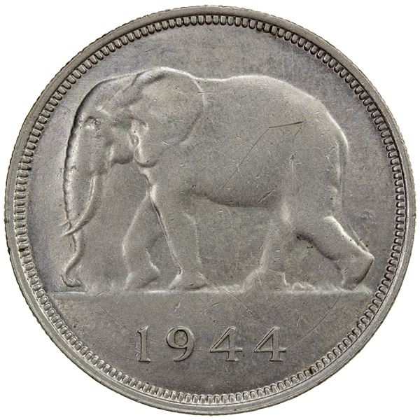 BELGIAN CONGO: Léopold III, 1934-1951, AR 50 francs, 1944, EF