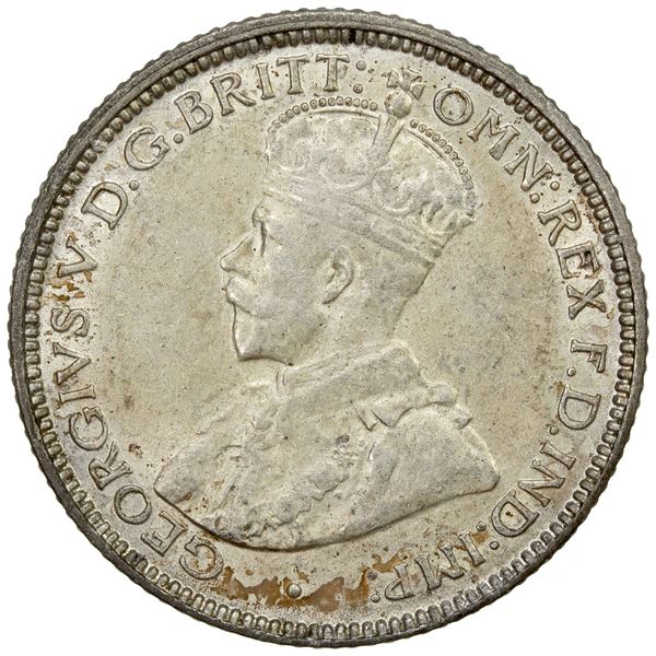 BRITISH WEST AFRICA: George V, AR 6 pence, 1920-H, Choice EF