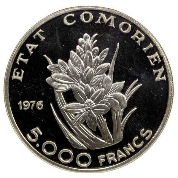 COMOROS: Federal Islamic Republic, AR 5000 francs, 1970, NGC MS66 Ultra Cameo