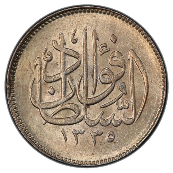 EGYPT: Fuad I, as sultan, 1917-1922, AR 2 piastres, 1920-H/AH1338, PCGS MS63
