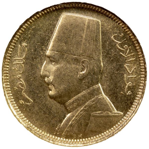 EGYPT: Fuad, as King, 1922-1936, AV 20 qirsh, 1930/AH1349, NGC MS63