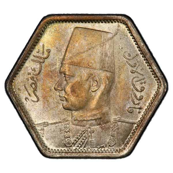 EGYPT: Farouk, 1936-1952, AR 2 piastres, 1944/AH1363, PCGS MS66