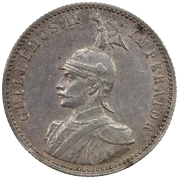 GERMAN EAST AFRICA: Wilhelm II, 1888-1918, AR ½ rupie, 1906-J, EF