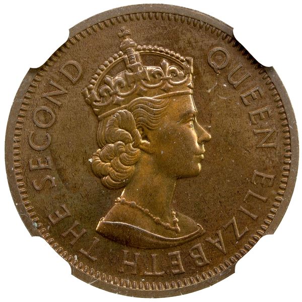 MAURITIUS: Elizabeth II, 1952-1987, 2 cents, 1962, NGC PF64 RB