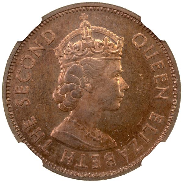 MAURITIUS: Elizabeth II, 1952-1987, 5 cents, 1960, NGC PF64 RB