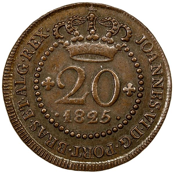 ST. THOMAS & PRINCE: Joao, as King, 1816-1826, AE 20 reis, 1826, AU