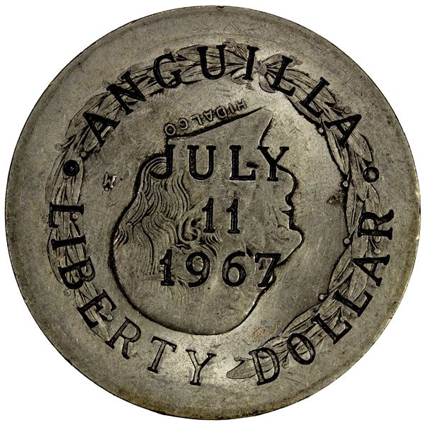 ANGUILLA: British Territory, AR liberty dollar, 1967, UNC