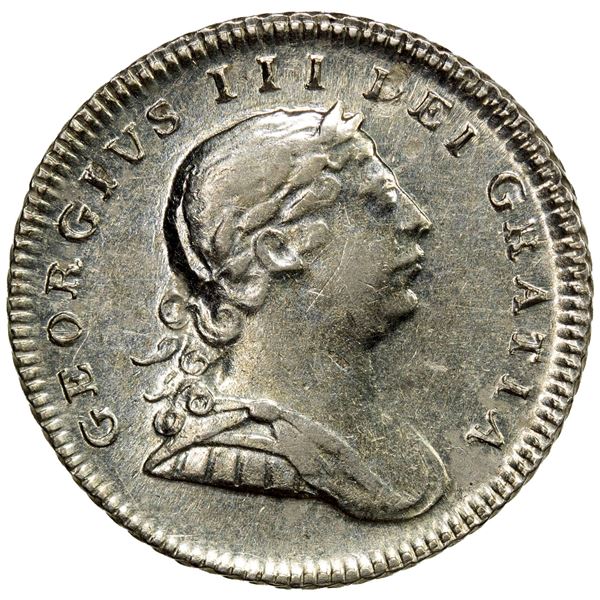 BRITISH GUIANA: ESSEQUIBO & DEMERARY: George III, AR ¼ guilder, 1809, EF-AU