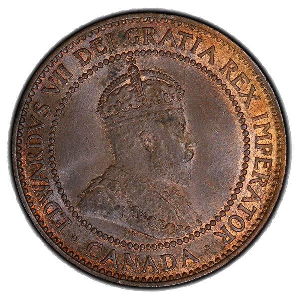 CANADA: Edward VII, 1901-1910, AE cent, 1909, PCGS MS64 +BN