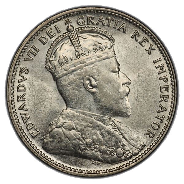 CANADA: Edward VII, 1901-1910, AR 25 cents, 1902-H, PCGS AU58