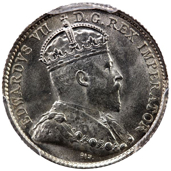 CANADA: Edward VII, 1901-1910, AR 5 cents, 1910, PCGS MS64