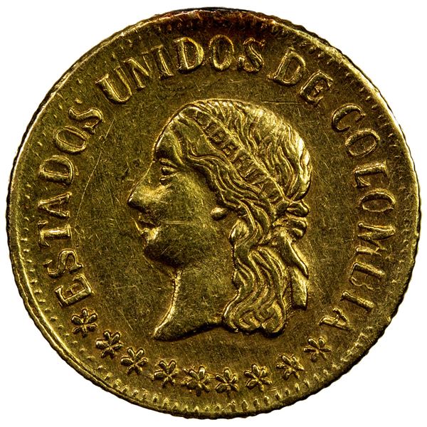 COLOMBIA: Estados Unidos, AV peso, 1863, EF