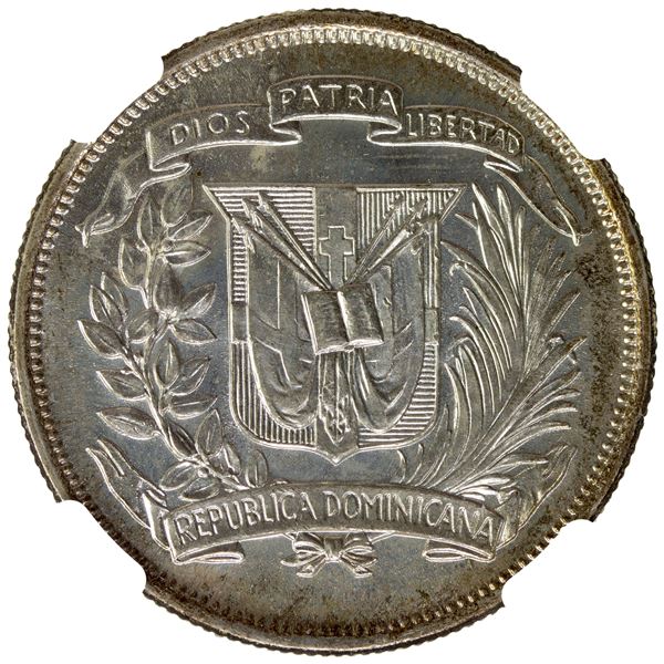 DOMINICAN REPUBLIC: AR ½ peso, 1959, NGC MS66