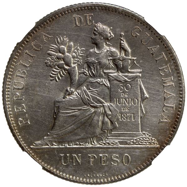 GUATEMALA: Republic, AR peso, 1894, NGC UNC details