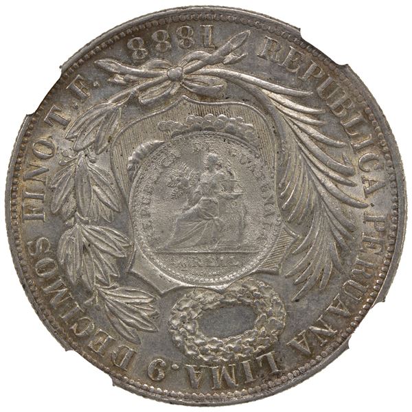 GUATEMALA: Republic, AR peso, 1894, NGC AU58