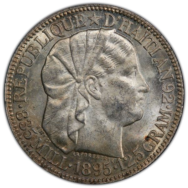 HAITI: Republic, AR 50 centimes, 1895, PCGS MS63