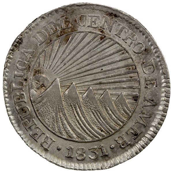 HONDURAS: AR 2 reales (7.48g), Tegucigalpa, 1831-T, EF-AU