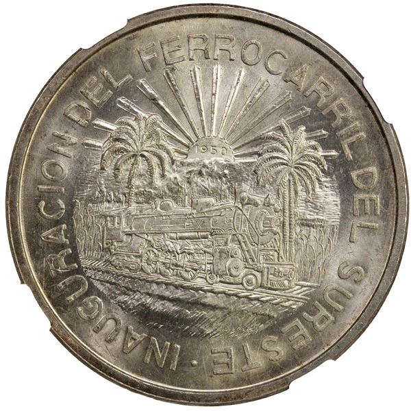MEXICO: Estados Unidos, AR 5 pesos, 1950-Mo, NGC MS65 +