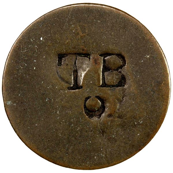 TOBAGO: AE 2¼ pence ("stampee") (1.65g), ND