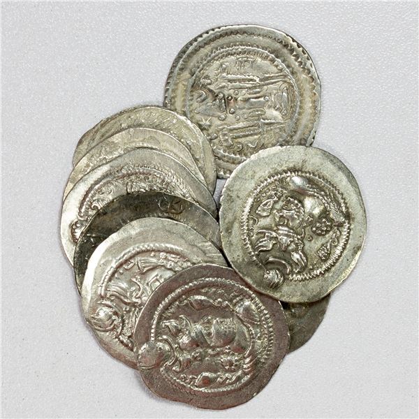 SASANIAN KINGDOM: LOT of 9 silver drachms