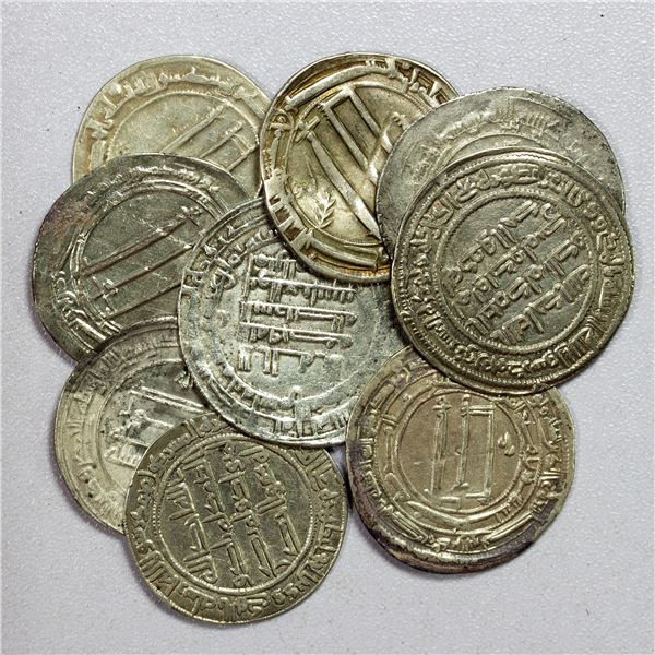 UMAYYAD & ABBASID: LOT of 9 silver dirhams