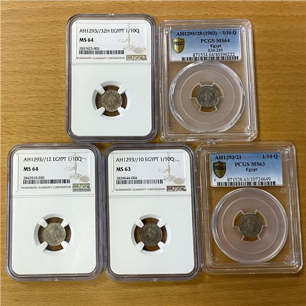 EGYPT: LOT of 5 slabbed coins