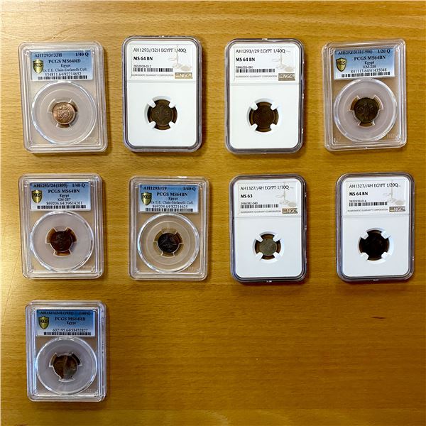 EGYPT: LOT of 9 slabbed coins
