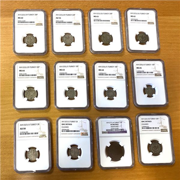 TURKEY: LOT of 12 certified coins