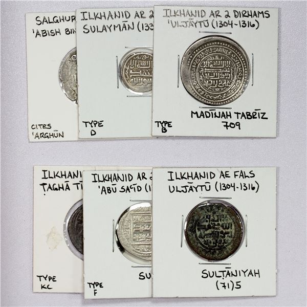 ILKHAN: LOT of 6 coins (silver unless noted)
