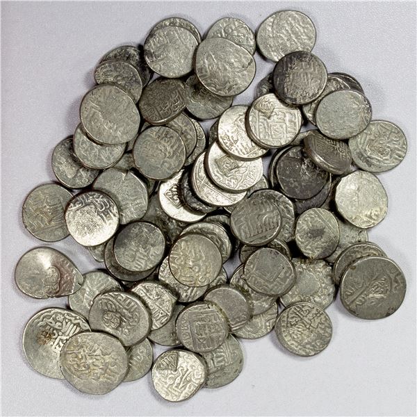 AQ QOYUNLU: LOT of 75 countermarked silver tankas