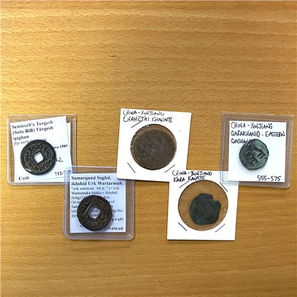 MEDIEVAL ISLAMIC: LOT of 5 interesting copper coins
