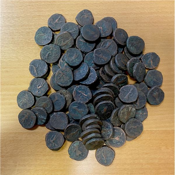 KUSHAN: Kanishka I, ca. 127-155, LOT of 100 copper units