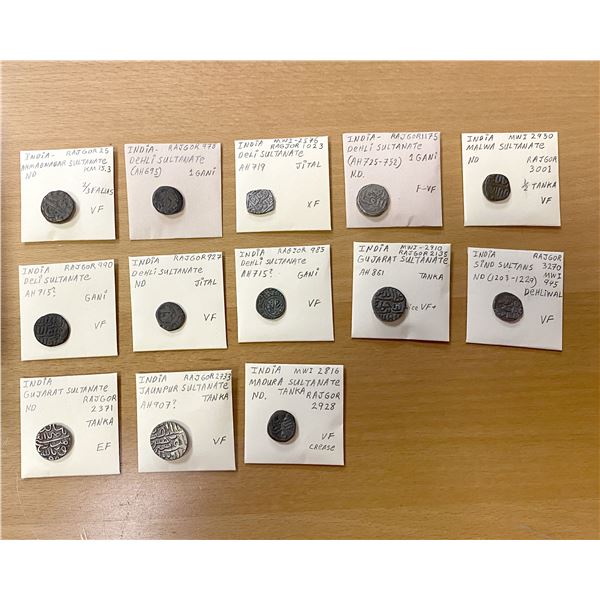 INDIAN SULTANATES: LOT of 13 coins