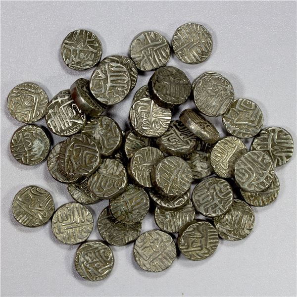 MUGHAL: Akbar I, 1556-1605, LOT of 45 silver "baglana" mahmudis