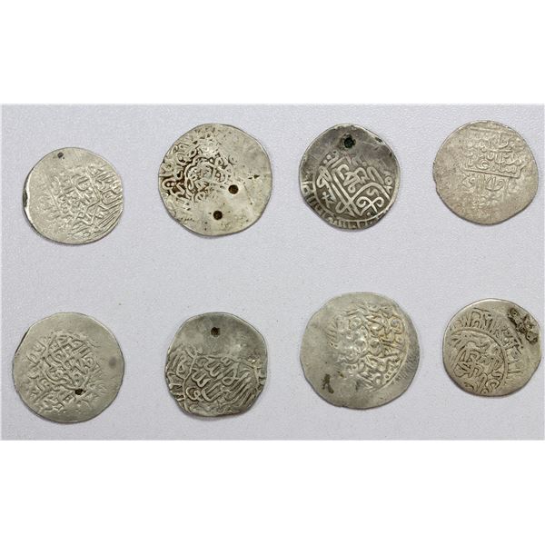 MUGHAL: LOT of 8 silver shahrukhis