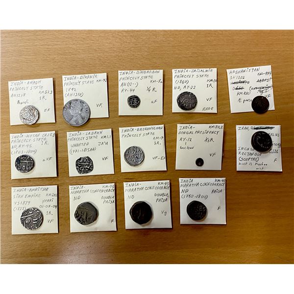INDIAN STATES: LOT of 14 coins